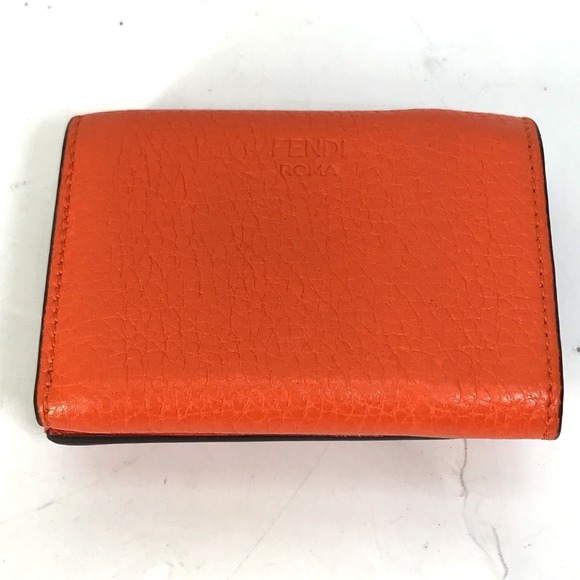 Fendi Trifold Peekaboo Leather Orange Wallet - Picture 1 of 9